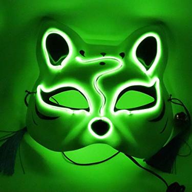 Imagem de Máscara de Meio Rosto Raposa LED Luminosa para Cosplay Festa Halloween com 4 Modos Luz Estável Lento Rápido e Piscando Ajuste Confortável Festas Clubs