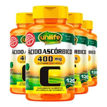 Imagem de Vitamina C Ácido Ascórbico Unilife 120 Cápsulas 4un