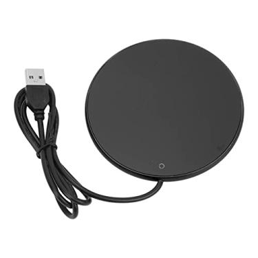 Imagem de Cosiki Aquecedor de Caneca de café USB, Temperatura Constante Inteligente 55°C para Viagens de Escritório Em Casa, Vidro Temperado de Liga de Alumínio (Preto)