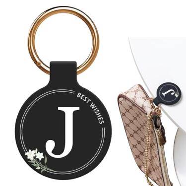 Imagem de Suporte magnético para bolsa com letra A-Z elegante design floral cabide de bolsa para mulheres adequado para tampos de mesa, moldura de dobradiça de porta de parede de metal, carrinho de compras