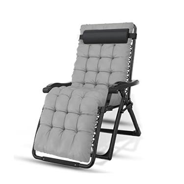 Imagem de ONDHGFBGB Poltronas reclináveis grandes dobráveis para pátio ao ar livre espreguiçadeira ajustável com encosto de cabeça e suporte de copo moldura de aço para quintal e praia ao lado da piscina