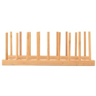 Imagem de Organizador de armazenamento cozinha prateleira pratos bambu para xícaras tampa panela gaveta tábua corte suporte resistente e ecológico versátil tige