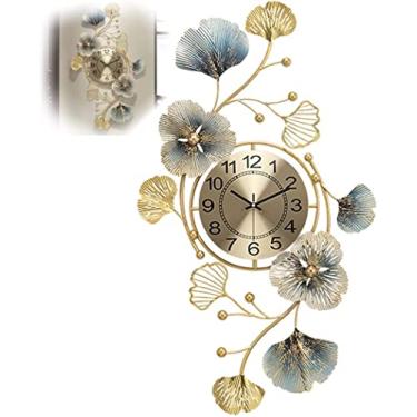 Imagem de AkosOL Decoração de parede contemporânea, decoração grande, moderno, silencioso, sem tique-taque, relógios de parede de ferro forjado, para sala de estar, café, restaurante, quartzo, relógio, 52 * 94