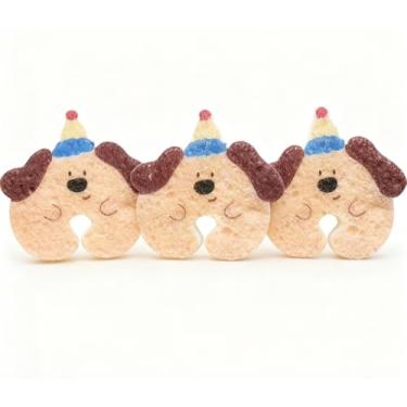 Imagem de Esponja de prato comprimido, polpa de madeira, esponjas de limpeza de algodão, fofo, em forma de animal, reutilizável, cozinha, lavar louça doméstica, 3 peças (cão)