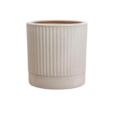 Imagem de Vasos de plantas Vaso de cerâmica redondo listrado para áreas internas e externas, vaso grande com furo drenagem