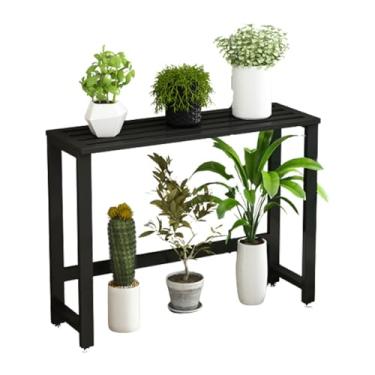 Imagem de AkosOL Suporte para plantas, simples, tendência, prateleira de plantas de 1 camada, para uso interno, externo, metal, alto, para flores, moderno, à prova de ferrugem, suporte de armazenamento