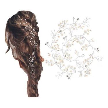 Imagem de Arranjo Tiara De Noiva  Debutante Headband 150cm - Importado, Dourado