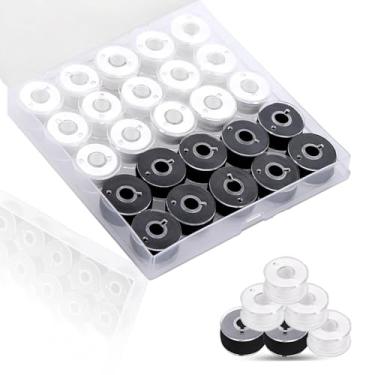 Imagem de AUPZIMI Kit de linha de costura, 25 peças de bobinas para máquina de costura, tamanho A SA156 linha de bobina para bordado Brother e máquinas de costura, projetos faça você mesmo, preto e branco
