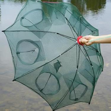 Imagem de Armadilha Covo De Pesca 8 Entradas 90x90cm - Rede Retrátil Para Lambari, Camarão, Iscas Vivas E Peixes Pequenos - Dobrável Tipo Guarda-Chuva