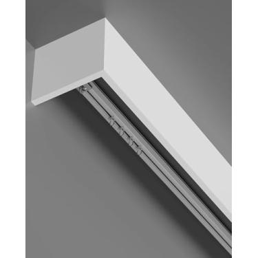 Imagem de Sistema de trilho de cortina resistente para janelas, cortina decorativa pelmet de trilho único, varões de cortina montados no teto/parede e caixa de sanefa (suporte de teto, 3,4 m)