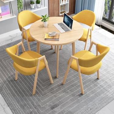 Imagem de Mesa de clube de recepção de escritório, mesa de negociação e conjunto de cadeira, conjunto de mesa de jantar redonda, pequenas mesas de sala de conferências, conjunto de mesa de jantar de cozinha de