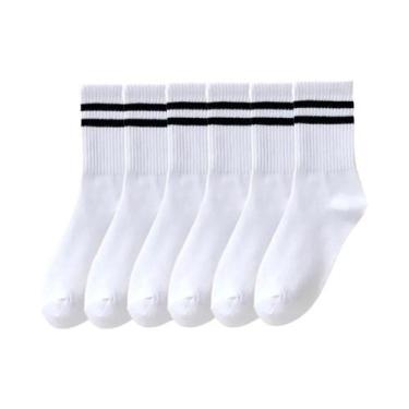 Imagem de Meias Femininas De Cano Médio Respiráveis Confortáveis Absorventes De 