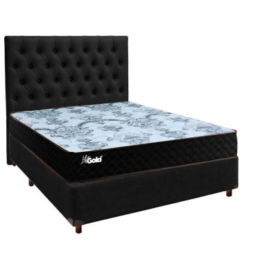 Imagem de Conjunto Cama Box Preto Casal + Colchão Molas Ensacadas Life Gold Paropas + Cabeceira