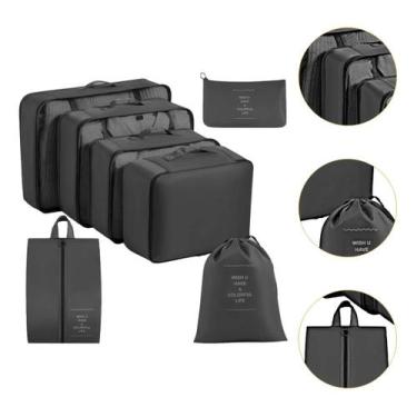 Imagem de Kit organizador de bagagem viagem 7 peças - Malissima, Preto