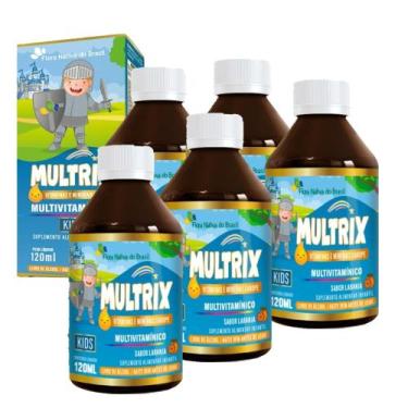Imagem de Kit 5x Multrix Infantil Vitaminas A Z 5x120ml Laranja Flora Sabor:Lara