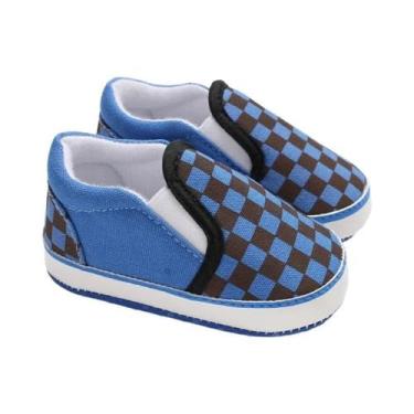 Imagem de Sapatos De Bebê Em Lona Xadrez Para Meninos E Meninas 0-1 Ano Sola Mac