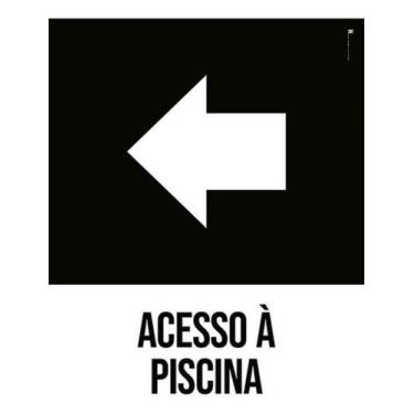 Imagem de Kit 10 Placas Desenho - Acesso Piscina Seta Esquerda - Sinalizo