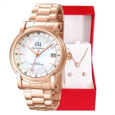 Imagem de Relógio Feminino Champion Ana Hickmann Rosé Prova D'Água AH28811Z Cola