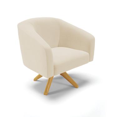 Imagem de Poltrona Decorativa Giratória MA30 Stella Linho Bege D03 - D'Rossi