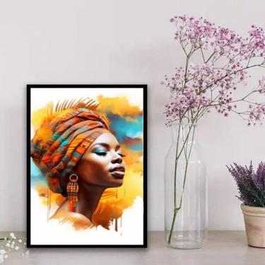 Imagem de Quadro decorativo arte africana mulher 45x34cm - com vidro