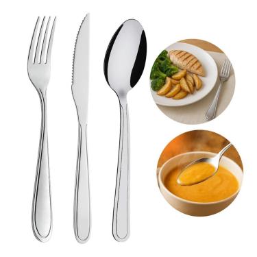 Imagem de Jogo 12 Garfos 12 Colheres E 12 Facas Aço Inox Prata Em Casa Tem Linha Bronze