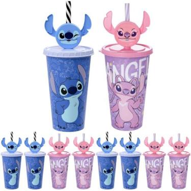 Imagem de 10 Copos com Orelhas Stitch e Angel 500ml Festa Infantil Lembrancinha 