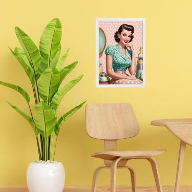 Imagem de Quadro Decorativo Vintage Pin Up Girl - Poá 45X34Cm - Vidro