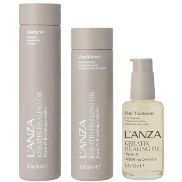 Imagem de Kit Keratin Shampoo Cond Lustrous e Oil Hair Treatment Lanza