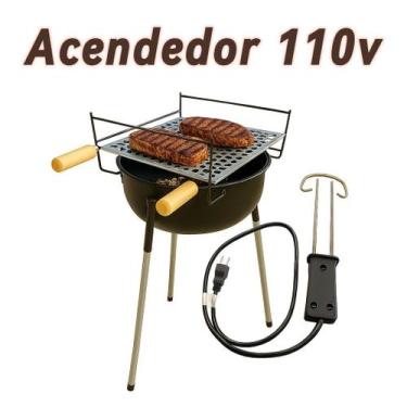 Imagem de Churrasqueira Botijão + Acendedor Elétrico Para Carvão - Metais Massui
