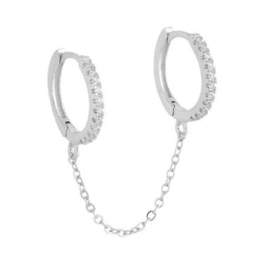 Imagem de Brincos De Argola Femininos Com Zircônia De Cristal, Com Dois Furos, 3