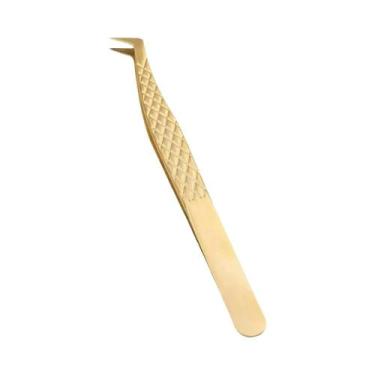 Imagem de Pinça Para Cílios Com Pontas De Fibra Dourada GEMERRY Profissional De 