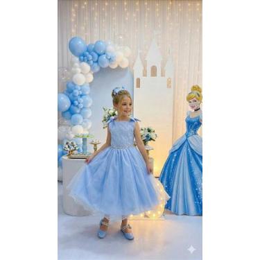 Imagem de Vestido Infantil Azul Bebê Cinderela Princesas Mariely - Elegância Clá