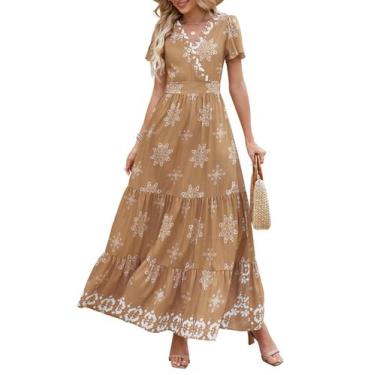 Imagem de Vestido Longo Boho PRETTYGARDEN 2025 Verão com Decote V