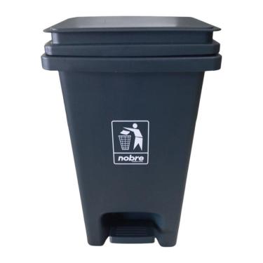 Imagem de Lixeira Plástica Com Pedal 20l Cinza Banheiros Cozinhas - Nobre