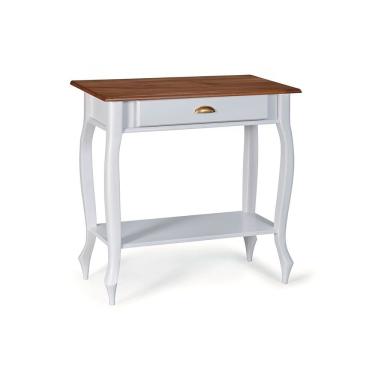 Imagem de Bancada Aparador Mini Lavabo 1 Gaveta Pés Luiz XV Dália 3062 Linz Móveis - Off White/Imbuia Glazer
