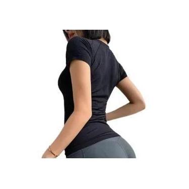 Imagem de Camisetas De Yoga Femininas De Verão Com Manga Curta E Gola Redonda, R