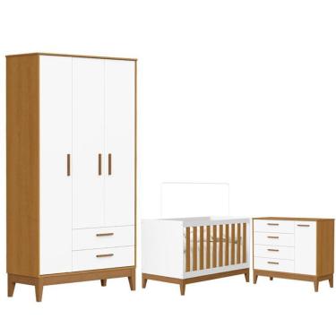 Imagem de Quarto de Bebê Flip e Cômoda Sapateira Branco Acetinado Savana - Reller