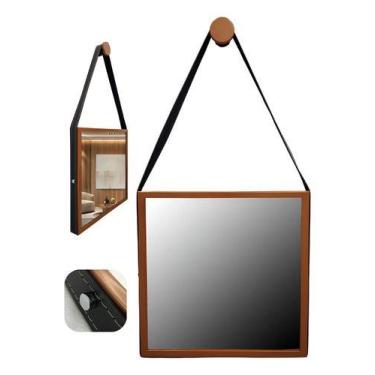 Imagem de Espelho Quadrado Adnet Moldura Alumínio Com Alça 60cm - - Ornato Espel