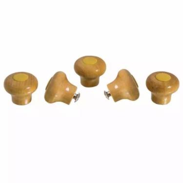 Imagem de Kit 5 Pomel Pegador Puxador Madeira Para Tampa De Panela - NF