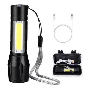 Imagem de Lanterna Tática Potente USB Recarregável com 200lm e 3 Modos de Luz - 