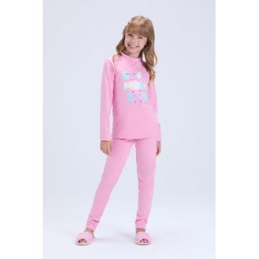 Imagem de Conjunto Térmico Infantil Feminino Brilha no Escuro Love Day, Rosa, 10
