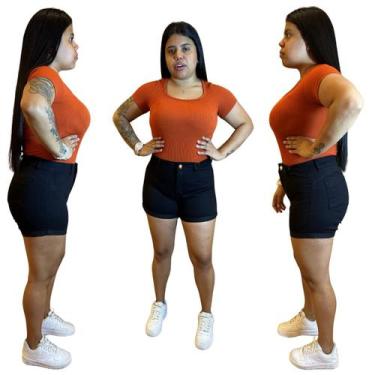 Imagem de Short Jeans Feminino Preto Com Lycra Cintura Alta Moda Curto - - Josa 