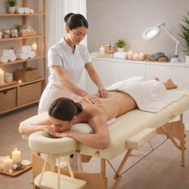 Imagem de Maca Portátil estetica massagem Maleta Regulagem De altura - zenon, cr