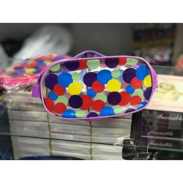 Imagem de Estojo Escolar OEM Bolsinha Transparente em Polipropileno 23x11x5 cm com Zíper Modelo Lilascombolinhas Lilás