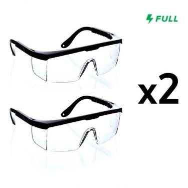 Imagem de Óculos de Proteção Kit 2 Epi Segurança Incolor Bestfer com Hastes Ajustáveis Lente Transparente Branco Ferreira Mold