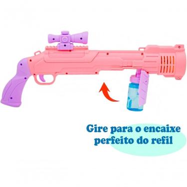 Imagem de Pistola de Bolhas Elétrica Infantil Arma Lança Bolha com Luzes Led Máquina de Fazer Bolhas Segura Rosa, Azul LF