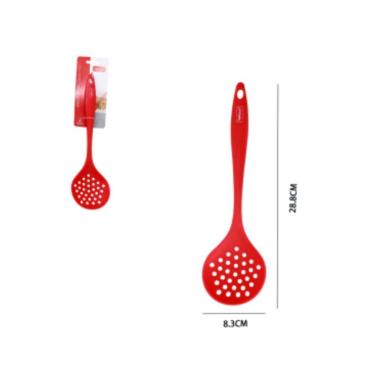Imagem de Escumadeira de Silicone - Vermelha para Retirar Alimentos Quentes com Resistência Térmica