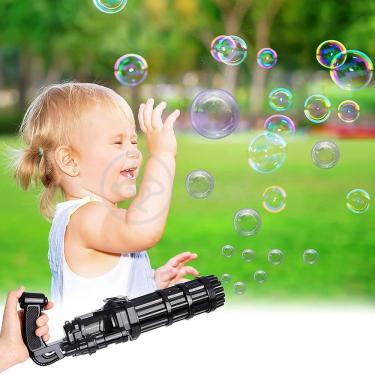 Imagem de Máquina Elétrica Brinquedo Tiktok Lança Bolhas Sabão Mágica Criança Infantil com 8 Saíd...