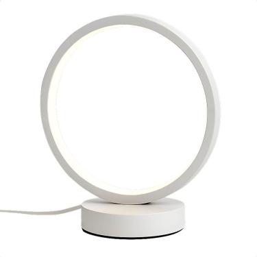 Imagem de Luminária de Mesa Minimalista Anel USB com LED Integrado Dimerizável 3W 380 LUMENS 3000K Branca Oikos