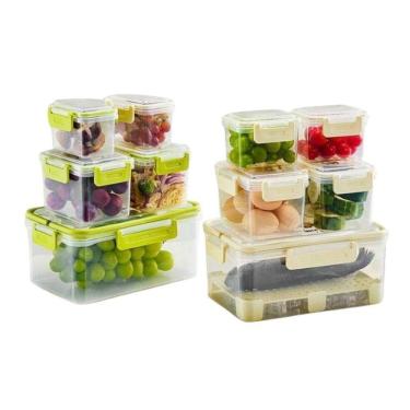 Imagem de Conjunto com 5 Potes Tampa com Vedação e Cesto Interno em Plástico Livre de BPA Transparente Top Rio